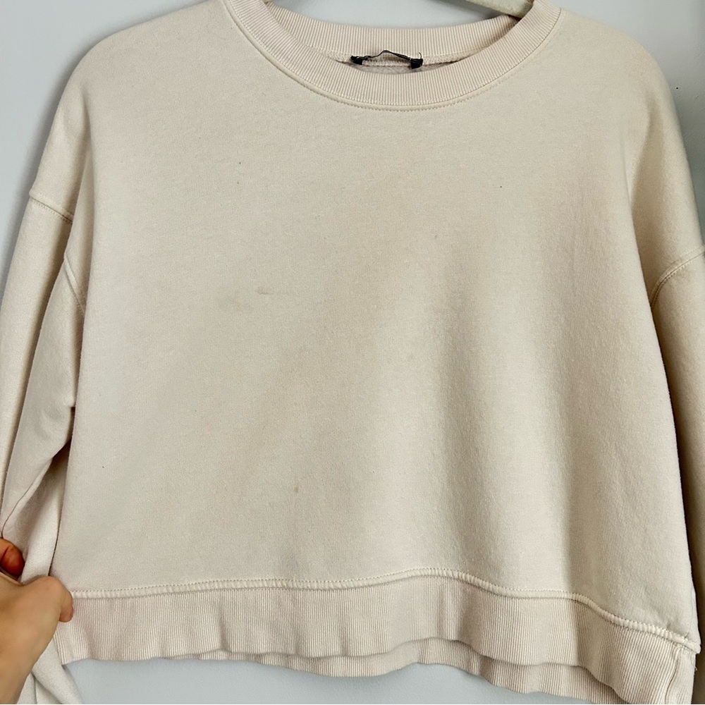 🩷ZARA CROPPED WARM COZY CREWNECK SWEATSHIRT LONG SLEEVE SIZE MEDIUM TRENDING - Picture 3 of 6
